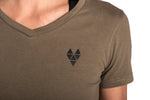 Women's TACDOR Olive Cotton V-neck T-shirt