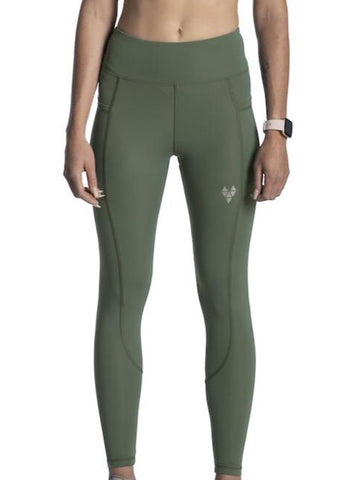 Women's Olive side-pocketed Leggings