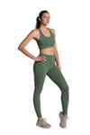 Women's Olive side-pocketed Leggings