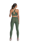 Women's Olive side-pocketed Leggings