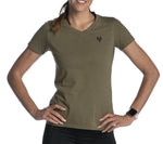 Women's TACDOR Olive Cotton V-neck T-shirt